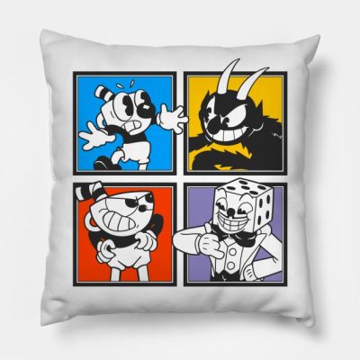Cuphead Characters Throw Pillow Official Cuphead Merch