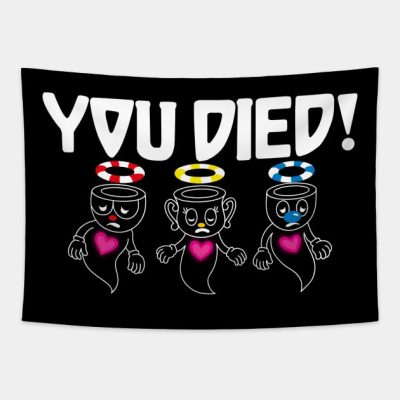 Cuphead You Died Tapestry Official Cuphead Merch