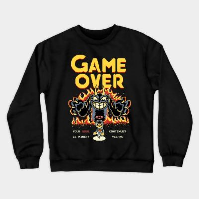 Cuphead Game Over Indie Gaming Pixel Art Crewneck Sweatshirt Official Cuphead Merch