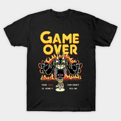 Cuphead Game Over Indie Gaming Pixel Art T-Shirt Official Cuphead Merch