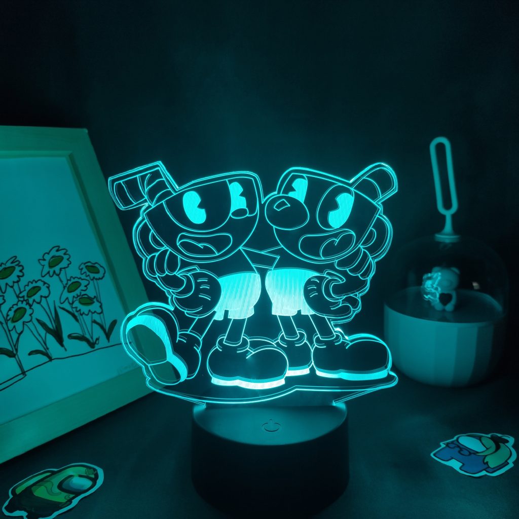 Cuphead Mugman Game 3D Led Lava Lamps RGB Neon Battery Night Lights Cool Gifts For Friends 2 - Cuphead Store
