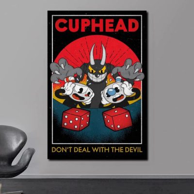 The Devil Cuphead Craps Posters Game Anime Cartoon Canvas Painting Pictures for Modern Bedroom Club Wall 5 - Cuphead Store