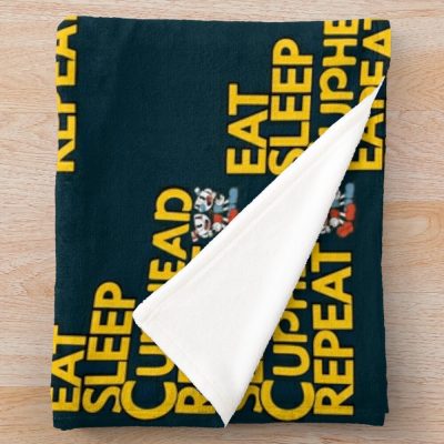 Cuphead Tshirt  Eat Sleep Cuphead Repeat Throw Blanket Official Cuphead Merch