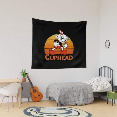 Cuphead Vintage Sunset Tapestry Official Cuphead Merch