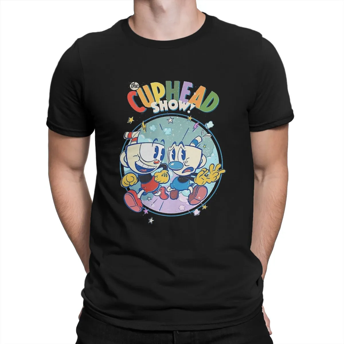 Color Men T Shirt Cuphead Creative Tees Short Sleeve Crew Neck T Shirts Pure Cotton Gift - Cuphead Store